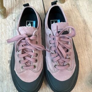 Vans Women's Dusty Pink Suede Lace-Up Sneakers with Black Sole